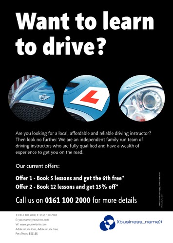 Learning To Drive A4 Flyers by SC Creative 