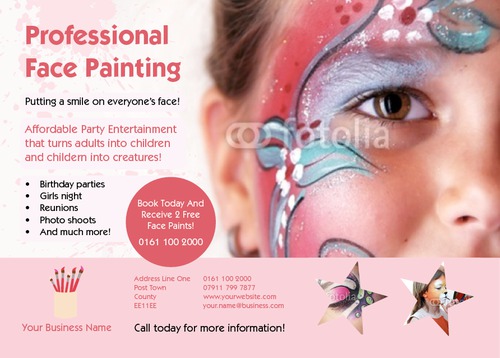 Face Painter A6 Leaflets by Rebecca Doherty 