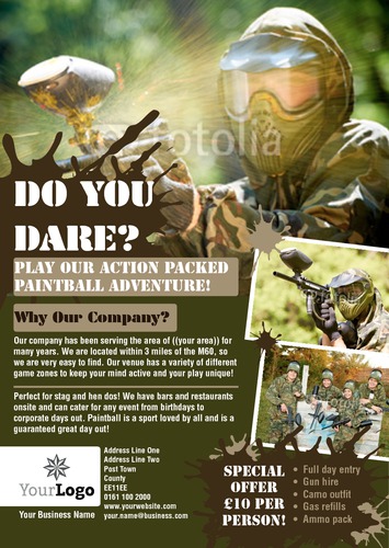 Paintball A5 Leaflets by Rebecca Doherty 