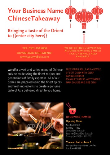 Chinese Takeaway A4 Leaflets by C V 