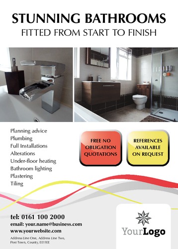 Bathroom Fitters A6 Leaflets by Paul Wongsam 