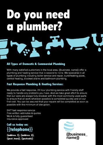 Plumbers A4 Leaflets by Paul Wongsam 
